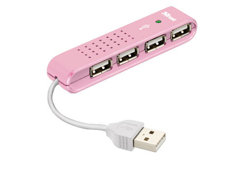 Trust Vecco Mini Hub 480Mbit/s Pink Schnittstellenhub