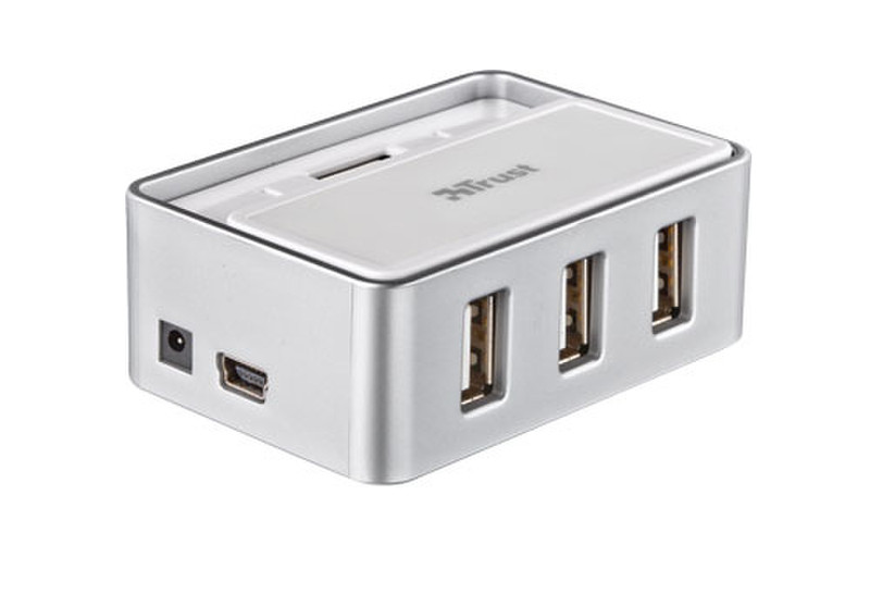 Trust SliZe 4 Port USB 2.0 Hub 480Mbit/s Silver,White interface hub