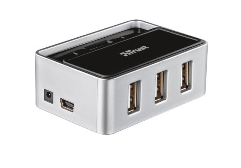 Trust Slize 4-Port USB Hub 480Mbit/s Schwarz, Silber Schnittstellenhub