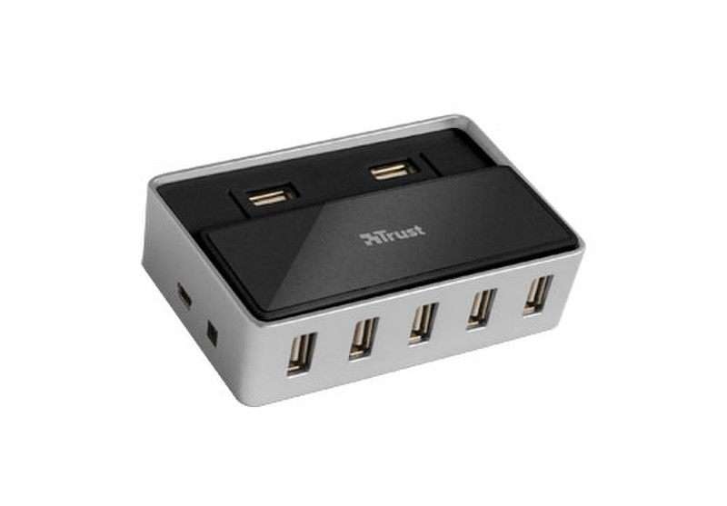 Trust SliZe 7-Port USB 2.0 Hub 480Мбит/с Черный, Cеребряный хаб-разветвитель