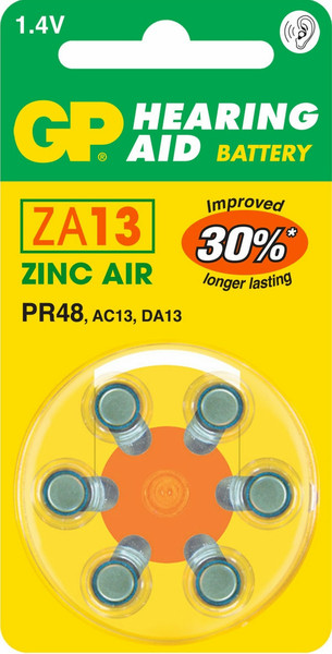 GP Batteries Hearing Aid ZA13 Zinc-Air 1.4V non-rechargeable battery