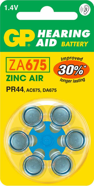 GP Batteries Hearing Aid ZA675 Zinc-Air 1.4V non-rechargeable battery