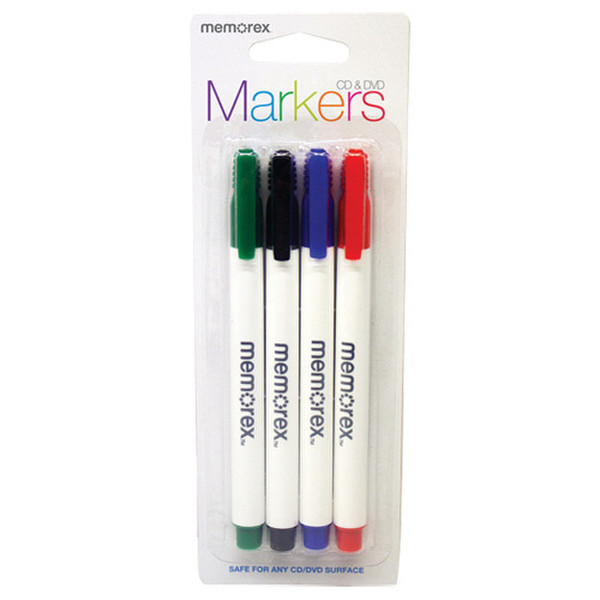 Memorex CD/DVD Markers, 4 Pack перманентная маркер