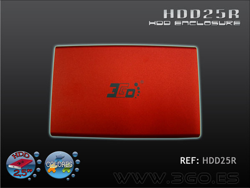 3GO HDD25R 2.5Zoll Rot Speichergehäuse
