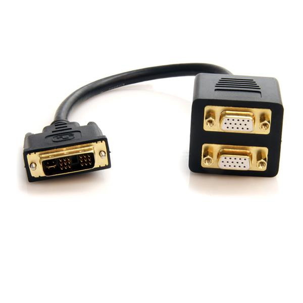 StarTech.com 1 ft DVI-I Analog to 2x VGA Video Splitter Cable - M/F