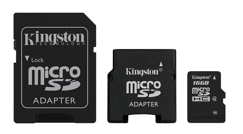Kingston Technology 16Gb microSDHC + 2 Adapters 16GB SDHC Speicherkarte