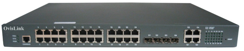 OvisLink OV-2228POE Managed L2 Power over Ethernet (PoE) Grey network switch