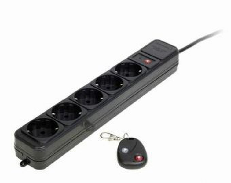 Gembird SPG-RM V2 5AC outlet(s) 1.8m Black surge protector