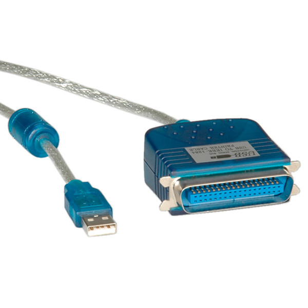 Value USB to IEEE1284 Converter Cable 1.8 m Синий кабельный разъем/переходник