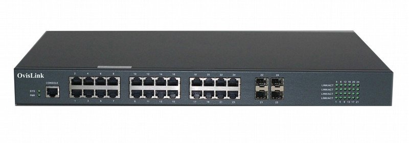 OvisLink OV-3524 gemanaged L3 Schwarz Netzwerk-Switch