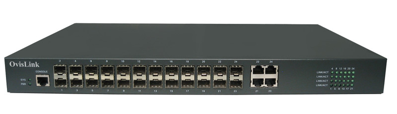 OvisLink OV-3524FE Управляемый L3+ Power over Ethernet (PoE) Черный сетевой коммутатор