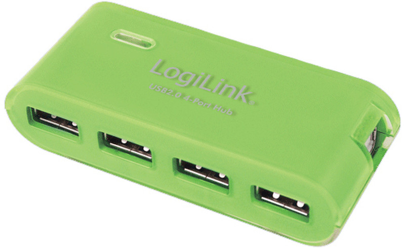 LogiLink UA0089 480Мбит/с Зеленый хаб-разветвитель