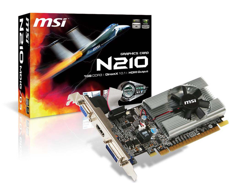 MSI V229-002R GeForce 210 1GB GDDR3 graphics card