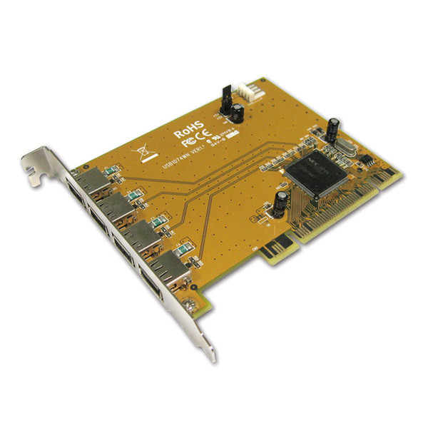 ROLINE PCI Adapter, 4 USB 2.0 Ports интерфейсная карта/адаптер