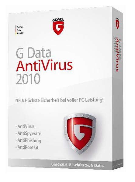 G DATA AntiVirus 2010, 25-49u, 3Y, Ext, DE 25 - 49Benutzer 3Jahr(e) Deutsch