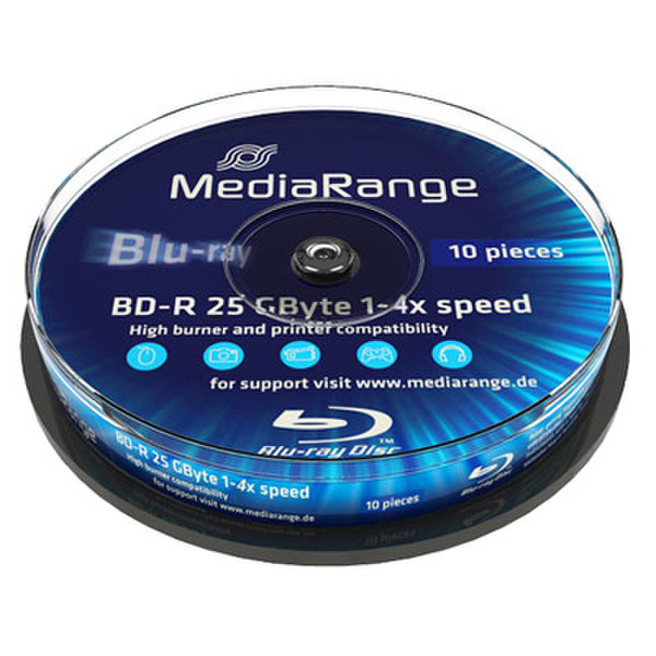MediaRange MR495 25ГБ BD-R 10шт чистые Blu-ray диски