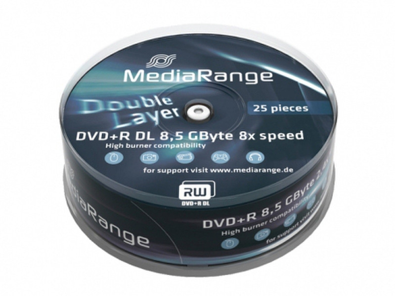 MediaRange MR469 8.5GB DVD+R DL 25pc(s) blank DVD