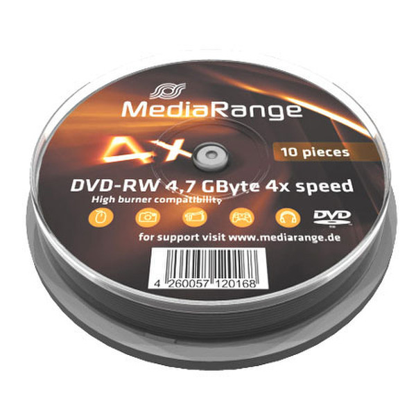 MediaRange MR450 4.7ГБ DVD-RW 10шт чистый DVD