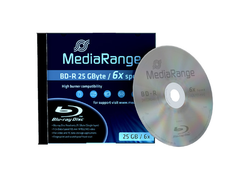 MediaRange MR498 25ГБ BD-R чистые Blu-ray диски