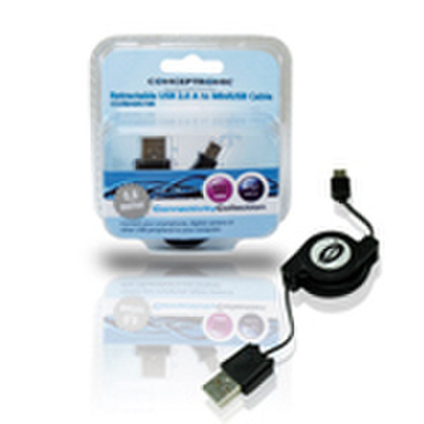 Conceptronic Retrackable USB 2.0 A to MiniUSB Cable