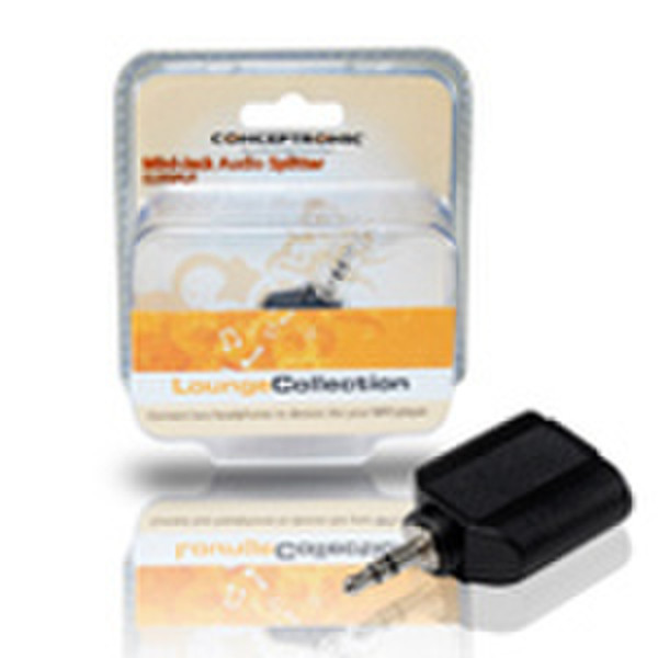 Conceptronic Mini-Jack Split Audio Adapter 3,5 мм 2 x 3.5 mm Черный кабельный разъем/переходник