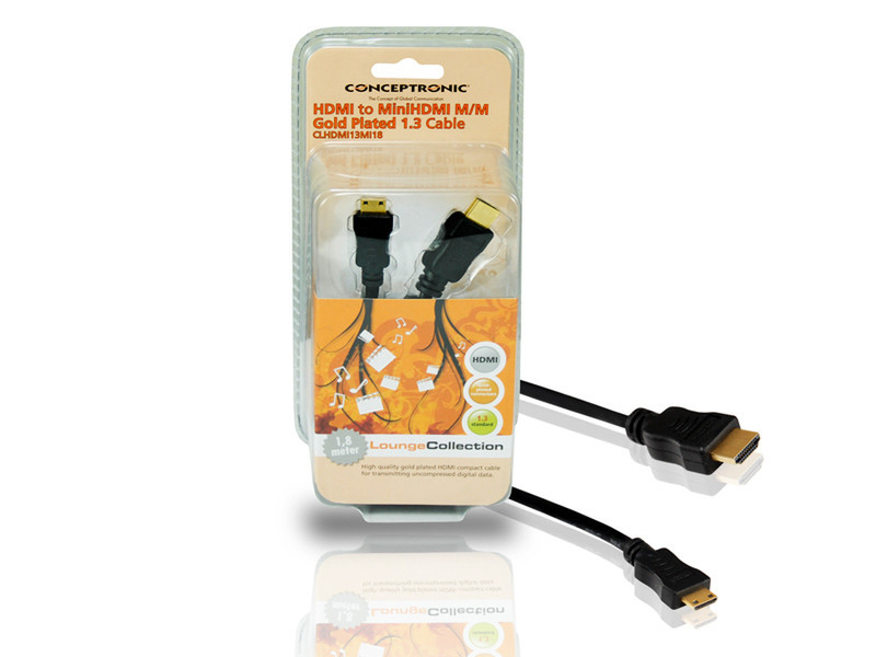 Conceptronic CLHDMI13MI18 1.8м HDMI Mini-HDMI Черный HDMI кабель