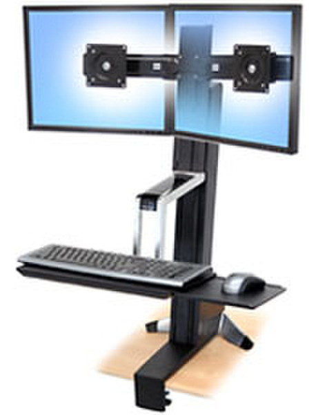 Ergotron WorkFit-S, Dual Sit-Stand Workstation White computer desk