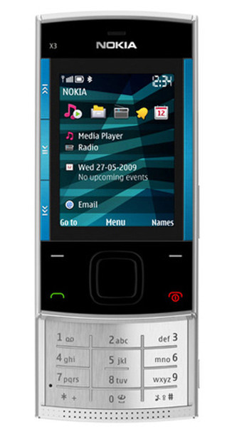 Nokia X3-00 Одна SIM-карта Синий, Cеребряный смартфон