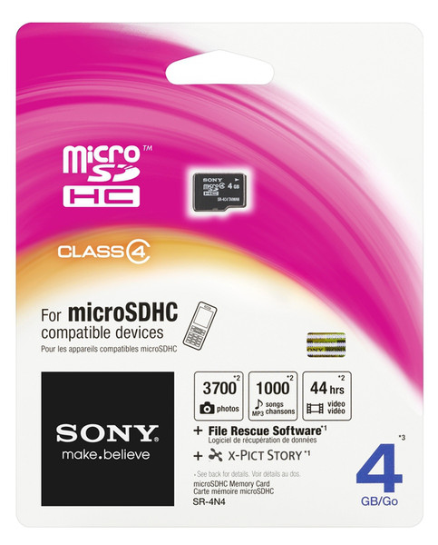 Sony SR4N4 4GB MicroSDHC Class 4 memory card