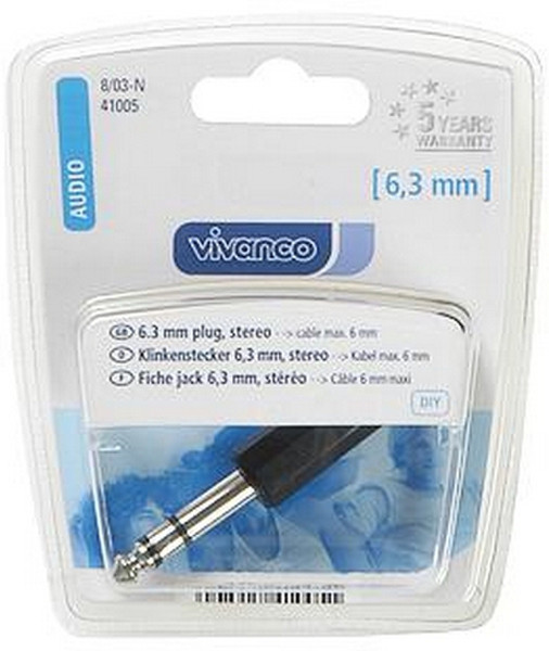 Vivanco 8/03-N 6.3 Black cable interface/gender adapter