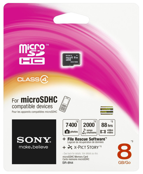 Sony SR8N4 8GB MicroSDHC Class 4 memory card