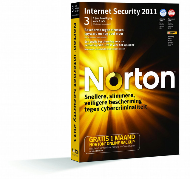 Symantec Norton Internet Security 2011 3Benutzer 1Jahr(e) Niederländisch