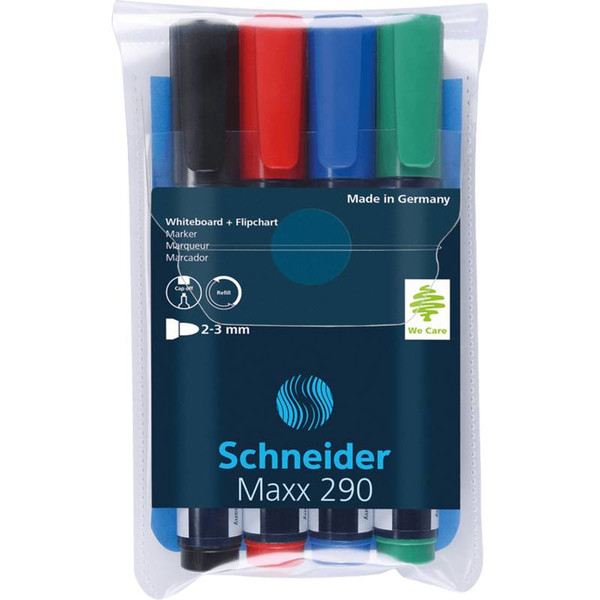 Schneider Maxx 290 Пулевидный наконечник Черный, Синий, Зеленый, Красный 4шт маркер