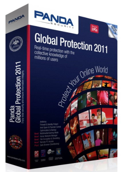 Panda Global Protection 2011, 100u, 100p, 1Y, NL/FR 100пользов. 1лет DUT,FRE