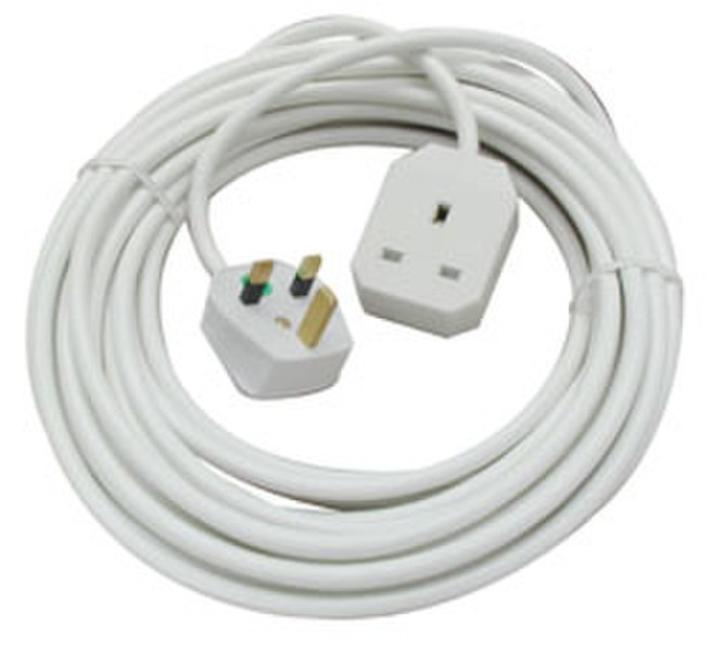 Lindy UK 3 Pin Mains Extension Lead, 10m 10m Power plug type G BS 1363 White power cable