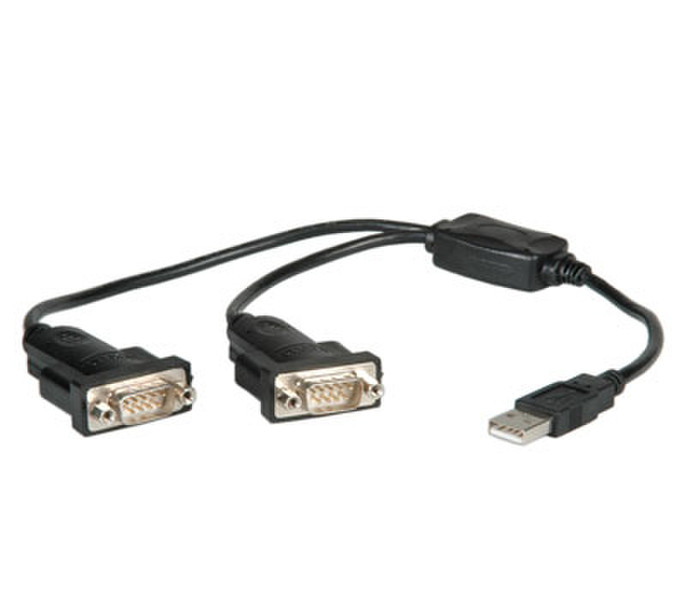 Value 12.99.1048 USB Type A 2x DB9 Schwarz Kabelschnittstellen-/adapter
