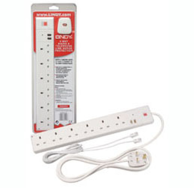 Lindy 30147 6AC outlet(s) White surge protector