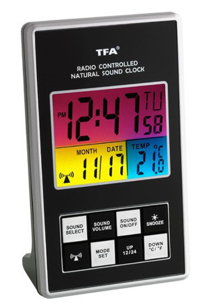 TFA 60.2507 Black alarm clock