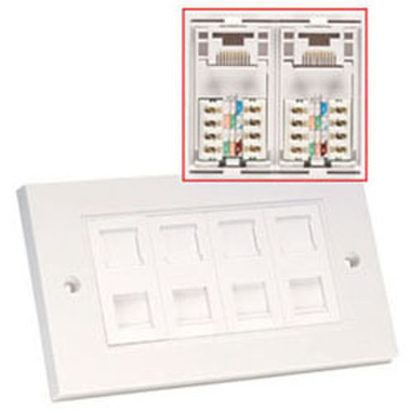 Lindy CAT6 Double Wall Plate White flat panel wall mount