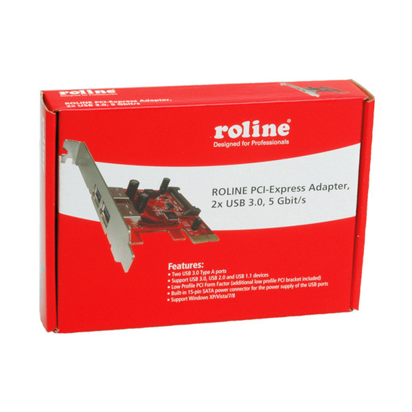 ROLINE PCI-Express-Karte, USB 3.0, 2 Ports