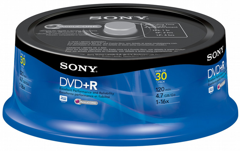 Sony 30DPR47RS4/T1 4.7ГБ DVD+R 30шт чистый DVD