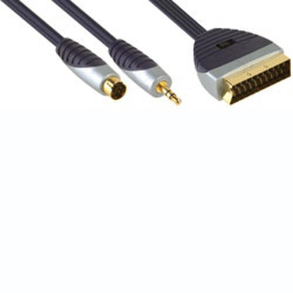 Bandridge SVL6802 2м SCART (21-pin) S-Video (4-pin) + 3.5mm Черный, Серый адаптер для видео кабеля