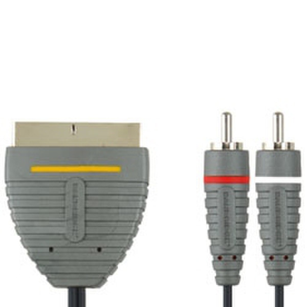 Bandridge BVL5802 2m SCART (21-pin) 2 x RCA Schwarz, Grau Videokabel-Adapter