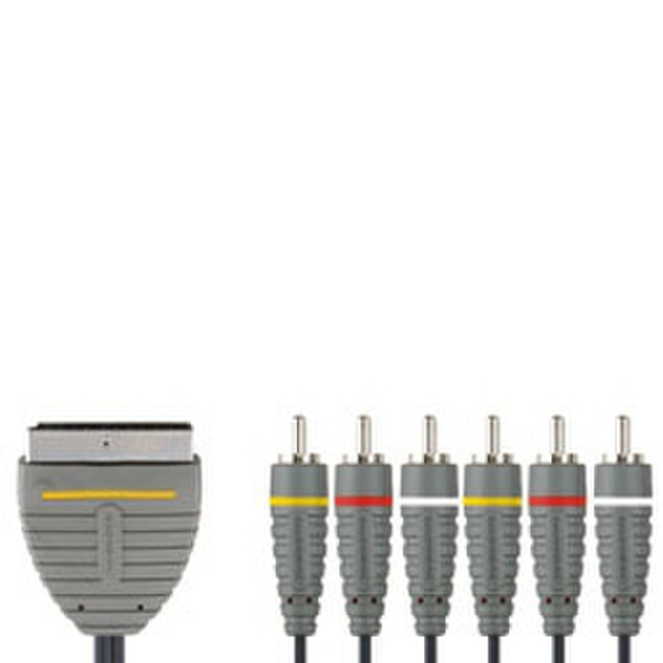 Bandridge BVL5702 2m SCART (21-pin) 6x RCA Black,Grey video cable adapter