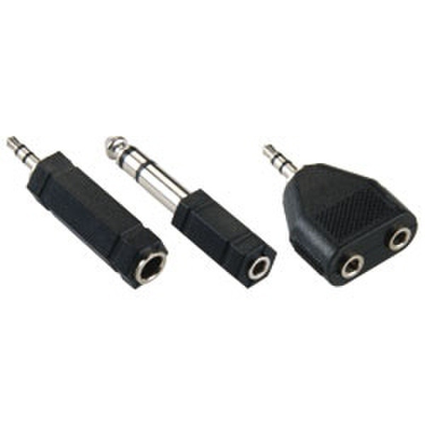 Bandridge BAK400 3.5mm M - 6.3mm FM, 3.5mm FM - 6.3mm M 1x 3.5mm M, 2x 3.5mm FM Черный кабельный разъем/переходник