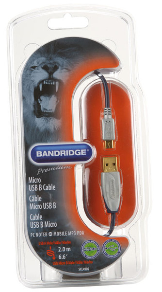 Bandridge SCL4902 2m USB A Micro-USB B USB Kabel