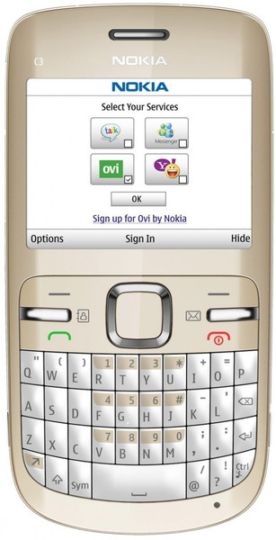 Nokia C3 Одна SIM-карта Золотой, Белый смартфон