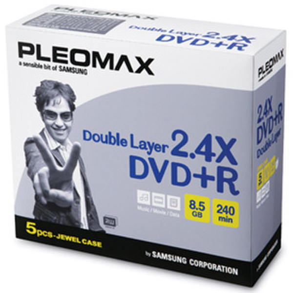 Samsung Pleomax DVD+R DL 8.5GB, Jewel Case 5-pk 8.5ГБ 5шт