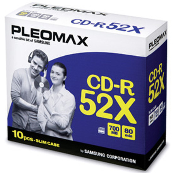 Samsung Pleomax CD-R 700MB, 52x, Slim Jewel Case, 10-pk 700МБ 10шт