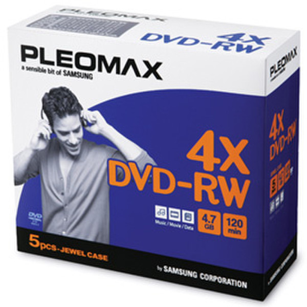 Samsung Pleomax DVD-RW 4.7GB, Jewel Case 5-pk 4.7GB 5pc(s)